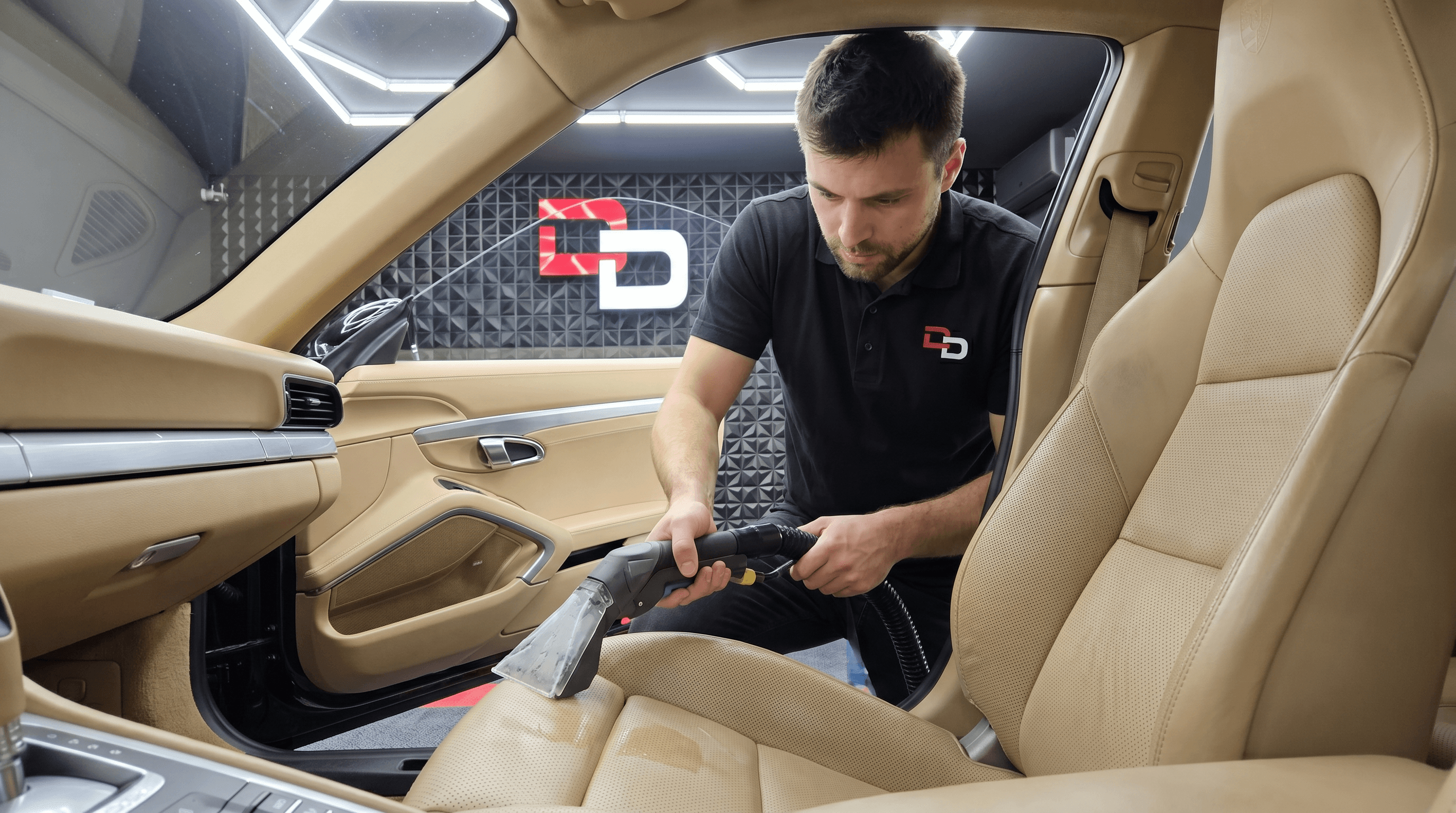 Длабинско чистење на кожен ентериер во Dolphin Detailing