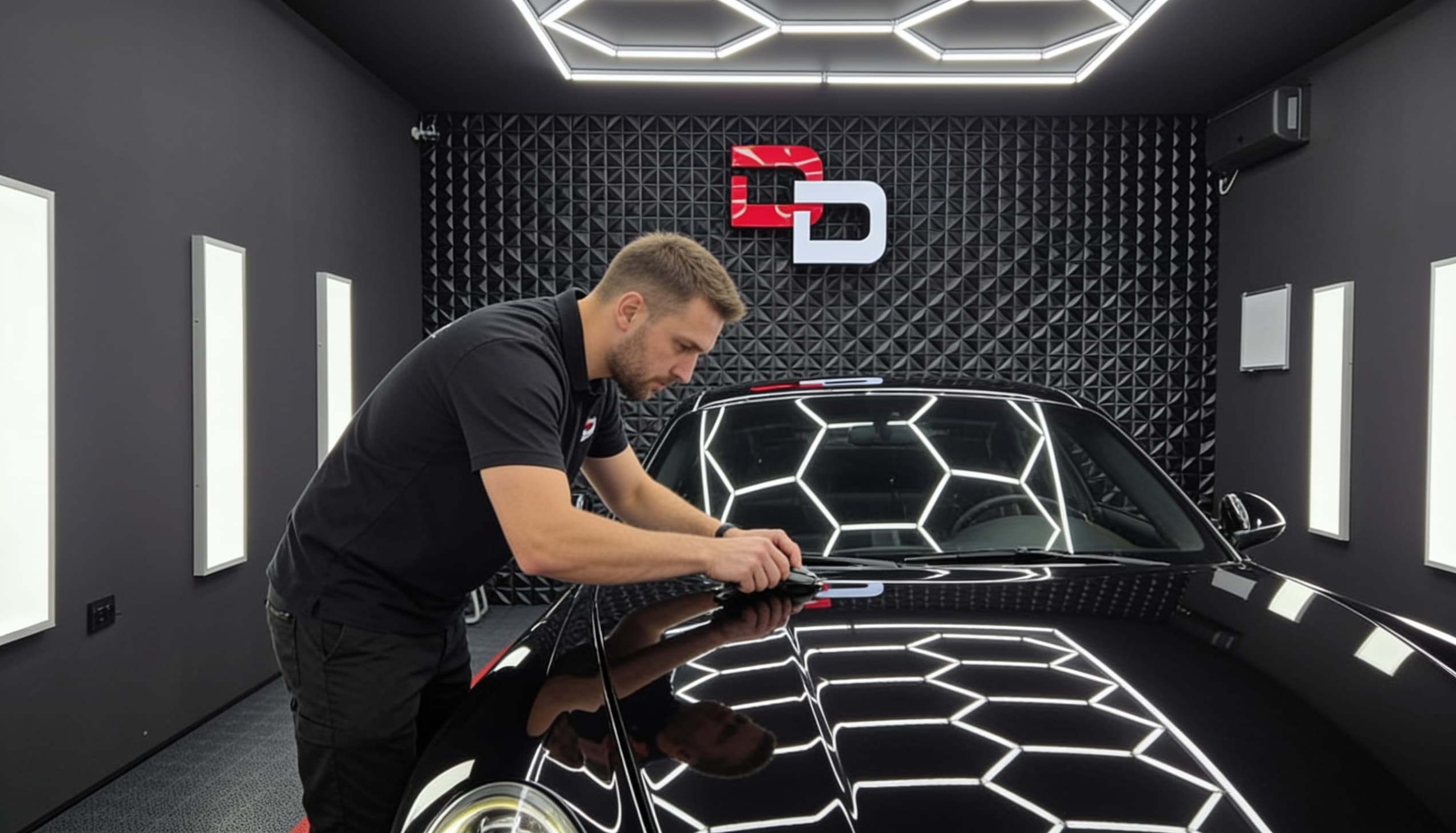 Инспекција на лак под LED светло во Dolphin Detailing